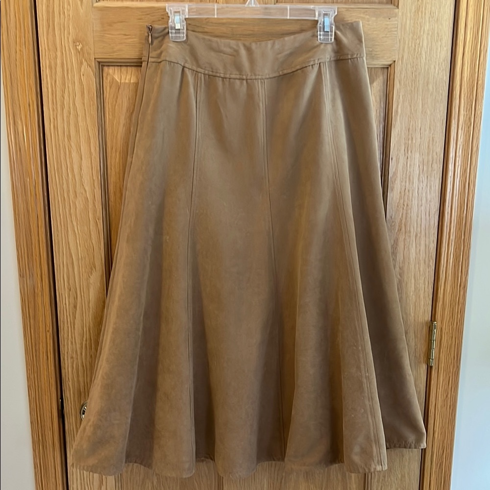 Studio Works - Faux Suede Tan Maxi A-Line Skirt - Size 10
